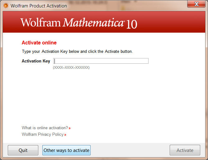Activation step 1